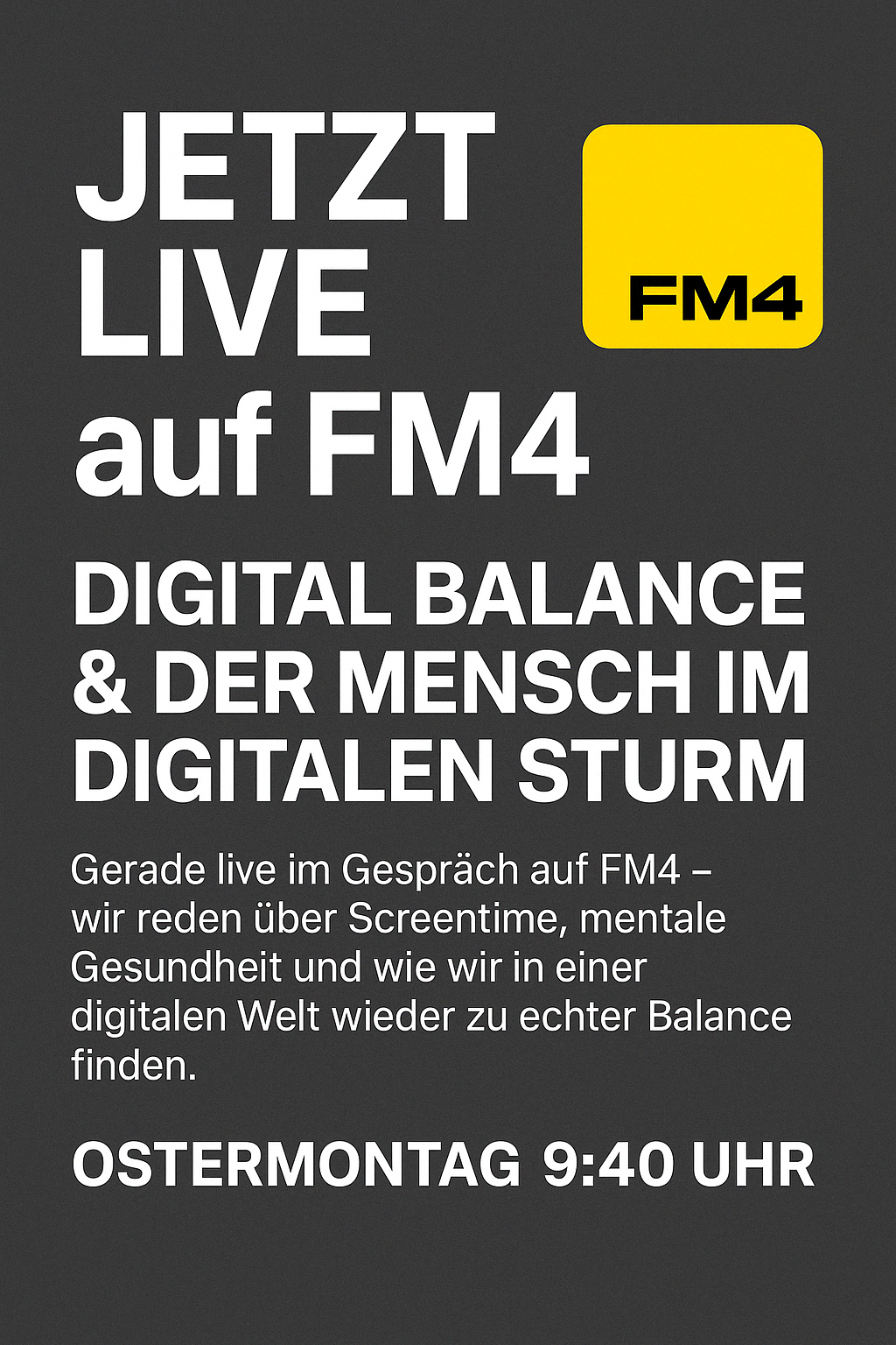 Interview FM4 | Digital Balance - der Raum, in dem wir Mensch bleiben